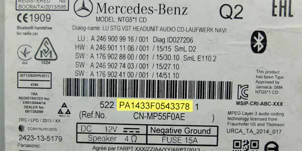 Mercedes Panasonic radio serial